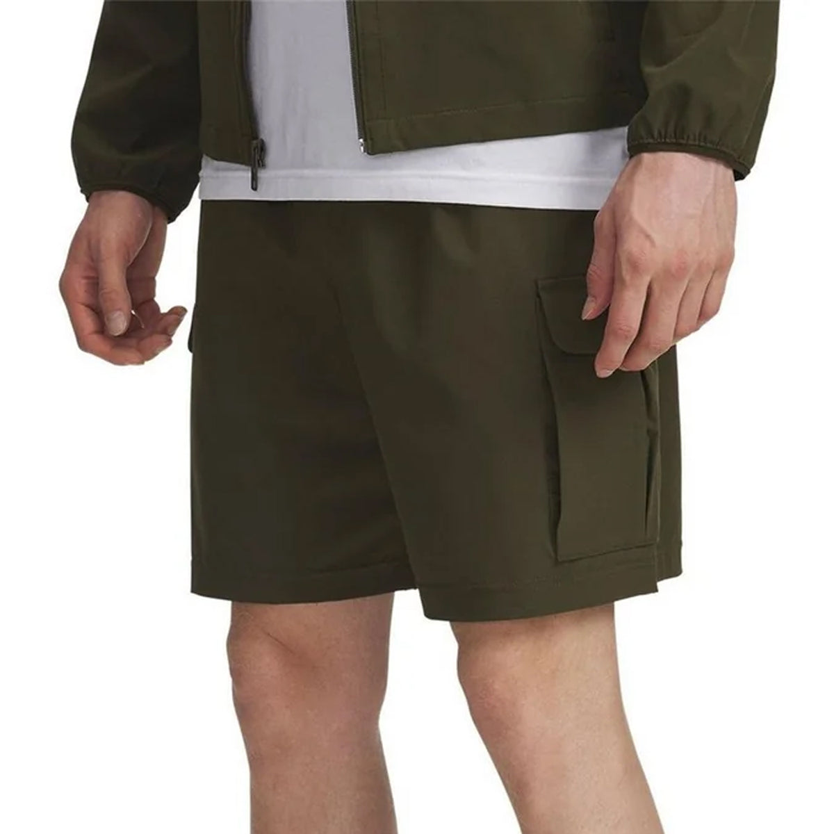 Green - Front - Under Armour Mens Vibe Woven Cargo Shorts