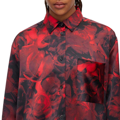 Red-Black - Side - Hugo Boss Womens-Ladies Celodina-1 Blouse