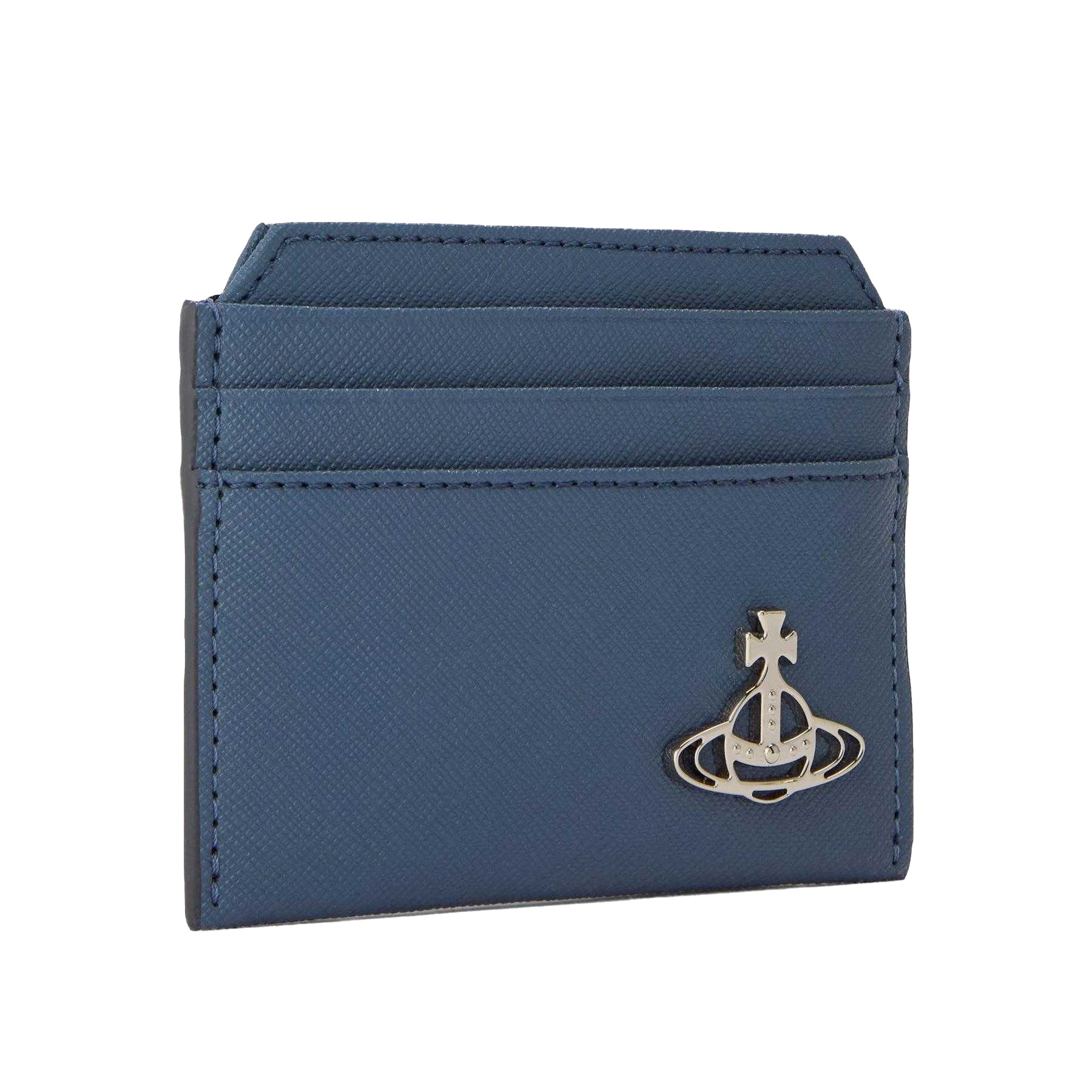 Denim Blue - Side - Vivienne Westwood Orb Leather Card Holder