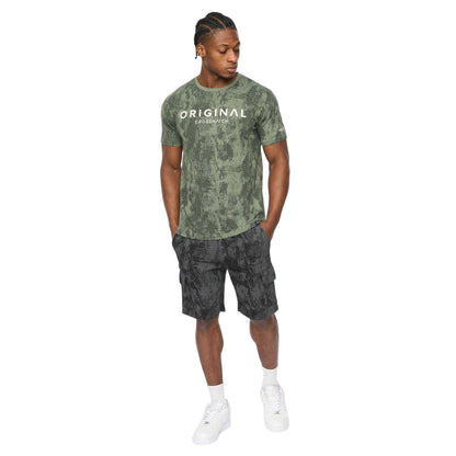 Black - Pack Shot - Crosshatch Mens Cardon Camo Cargo Shorts