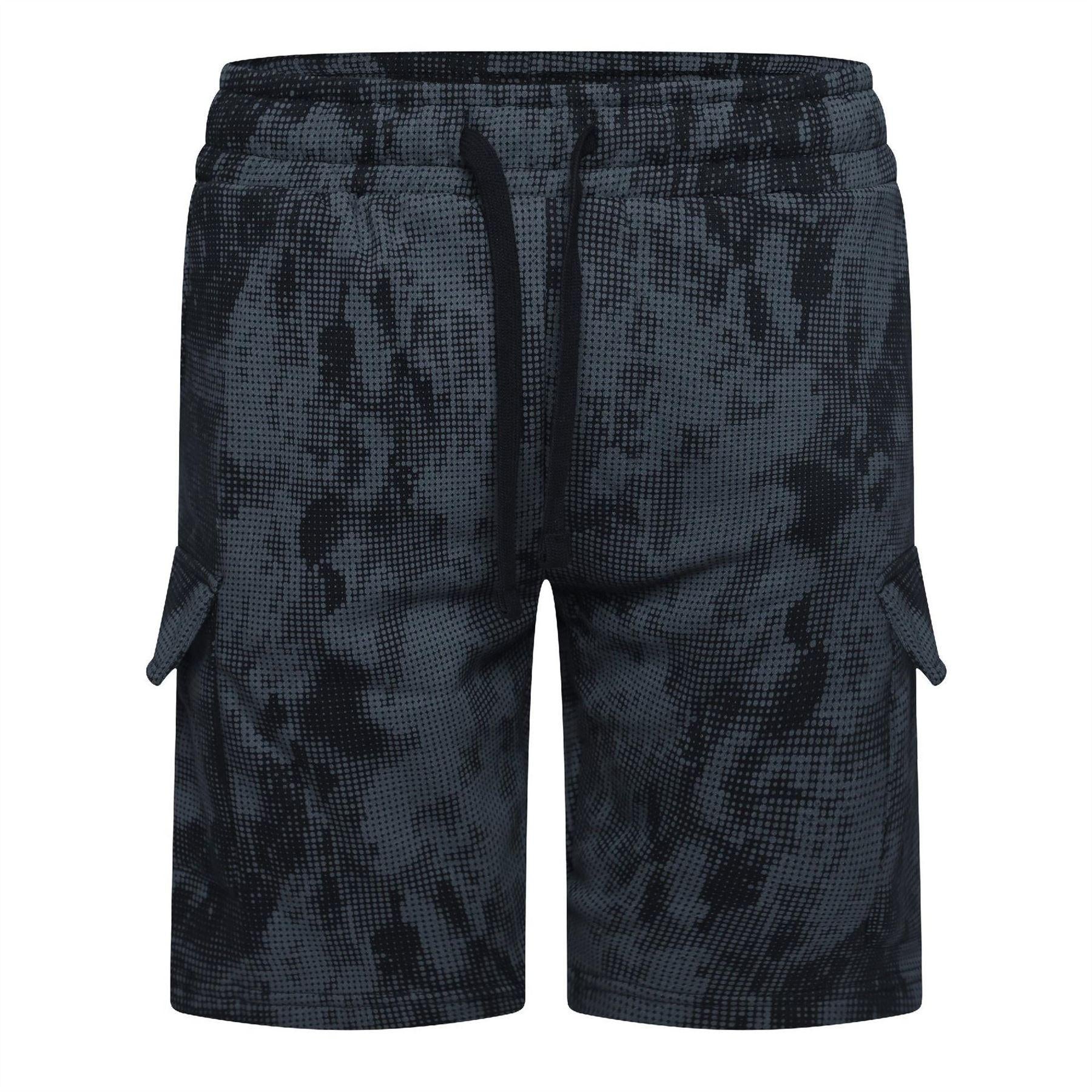 Black - Front - Crosshatch Mens Cardon Camo Cargo Shorts