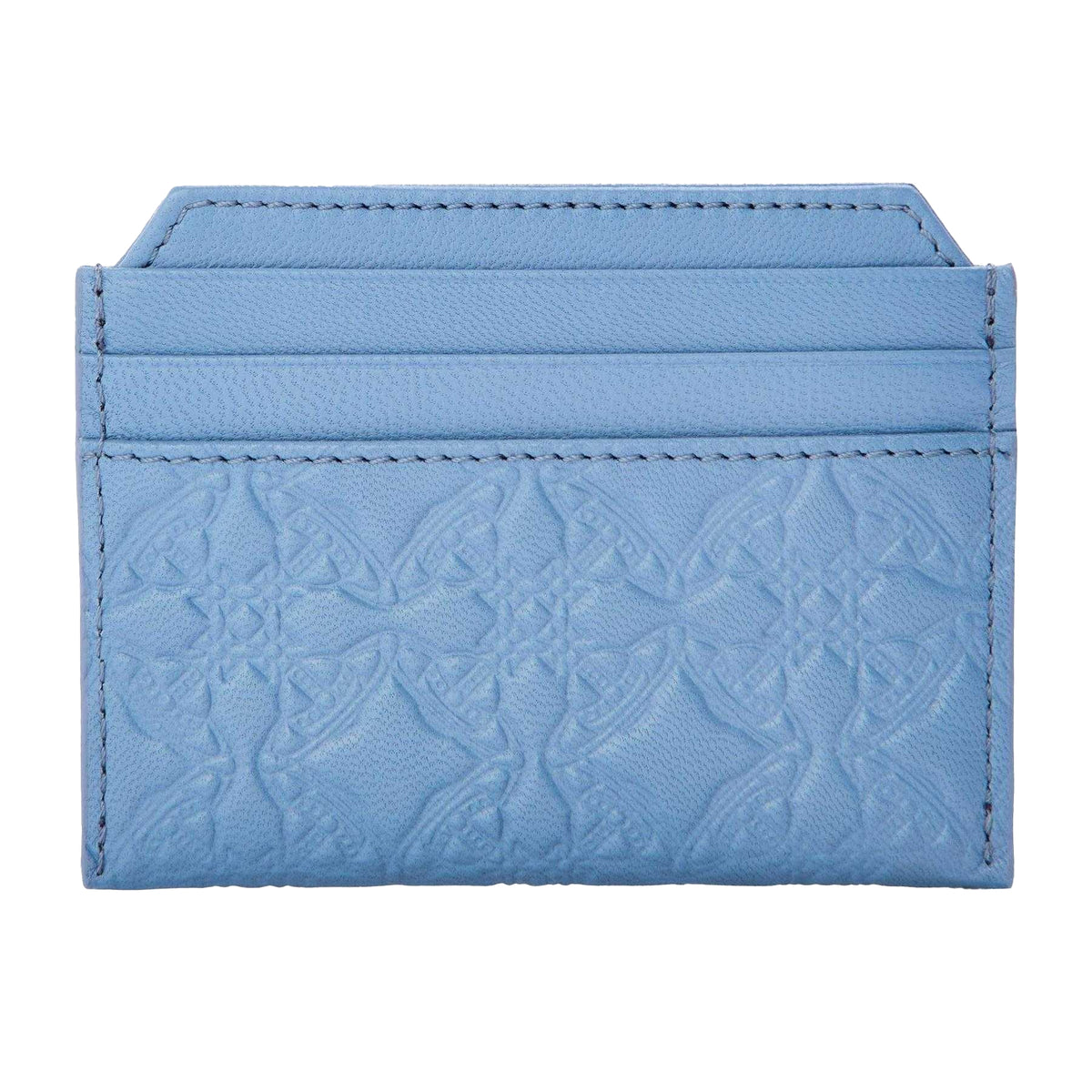 Blue - Back - Vivienne Westwood Saturn Orb Embossed Leather Card Holder