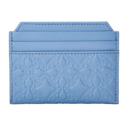 Blue - Back - Vivienne Westwood Saturn Orb Embossed Leather Card Holder