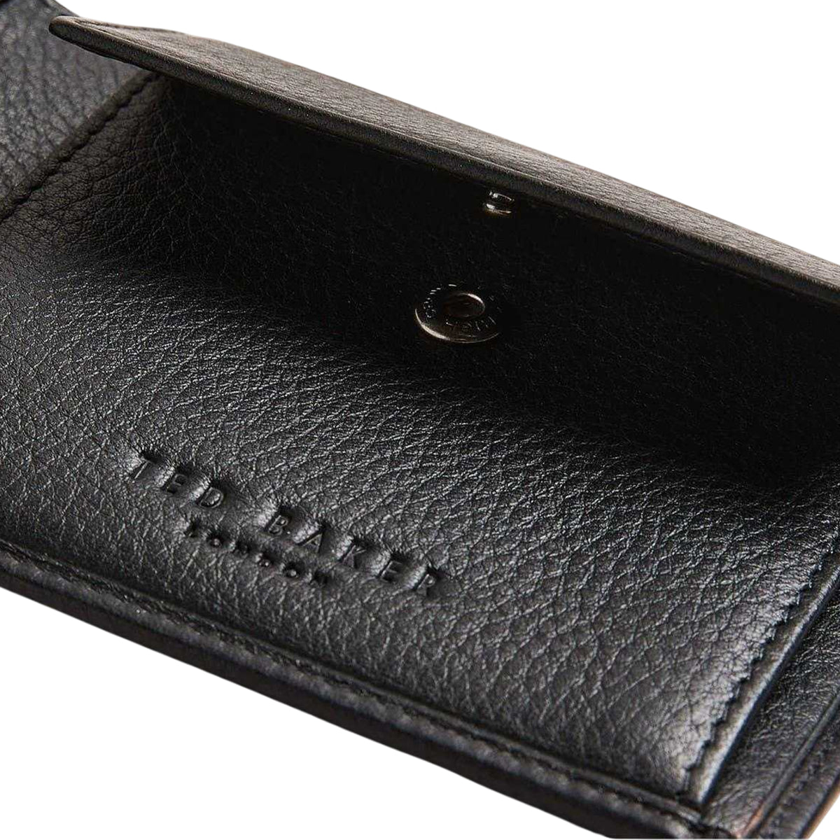 Black - Side - Ted Baker Striped Leather Bi-Fold Wallet