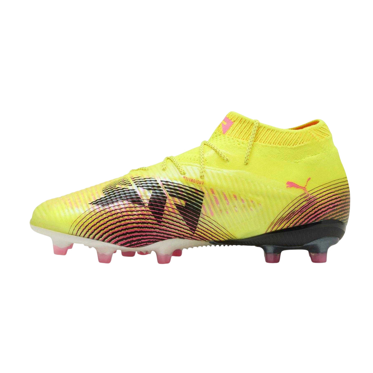 Yellow - Back - Puma Womens-Ladies Future 8 Ultimate Wavy Lines Firm Ground Football Boots