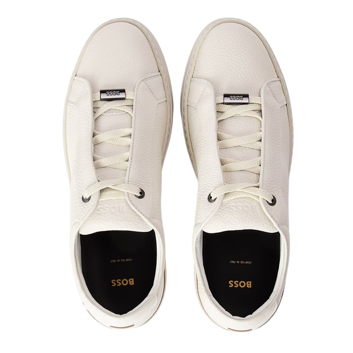 White - Side - Boss Mens Gary Leather Trainers