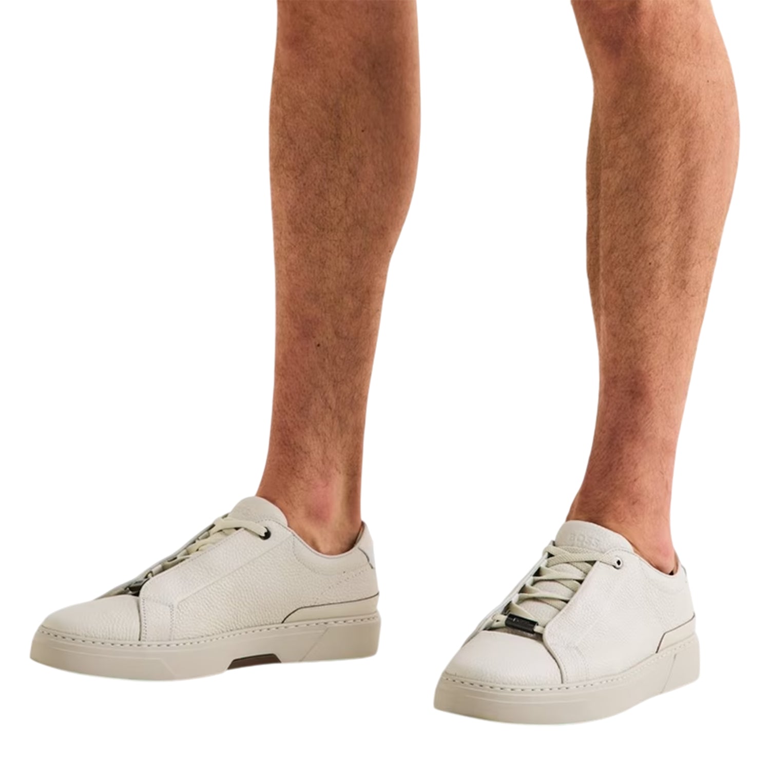 White - Lifestyle - Boss Mens Gary Leather Trainers