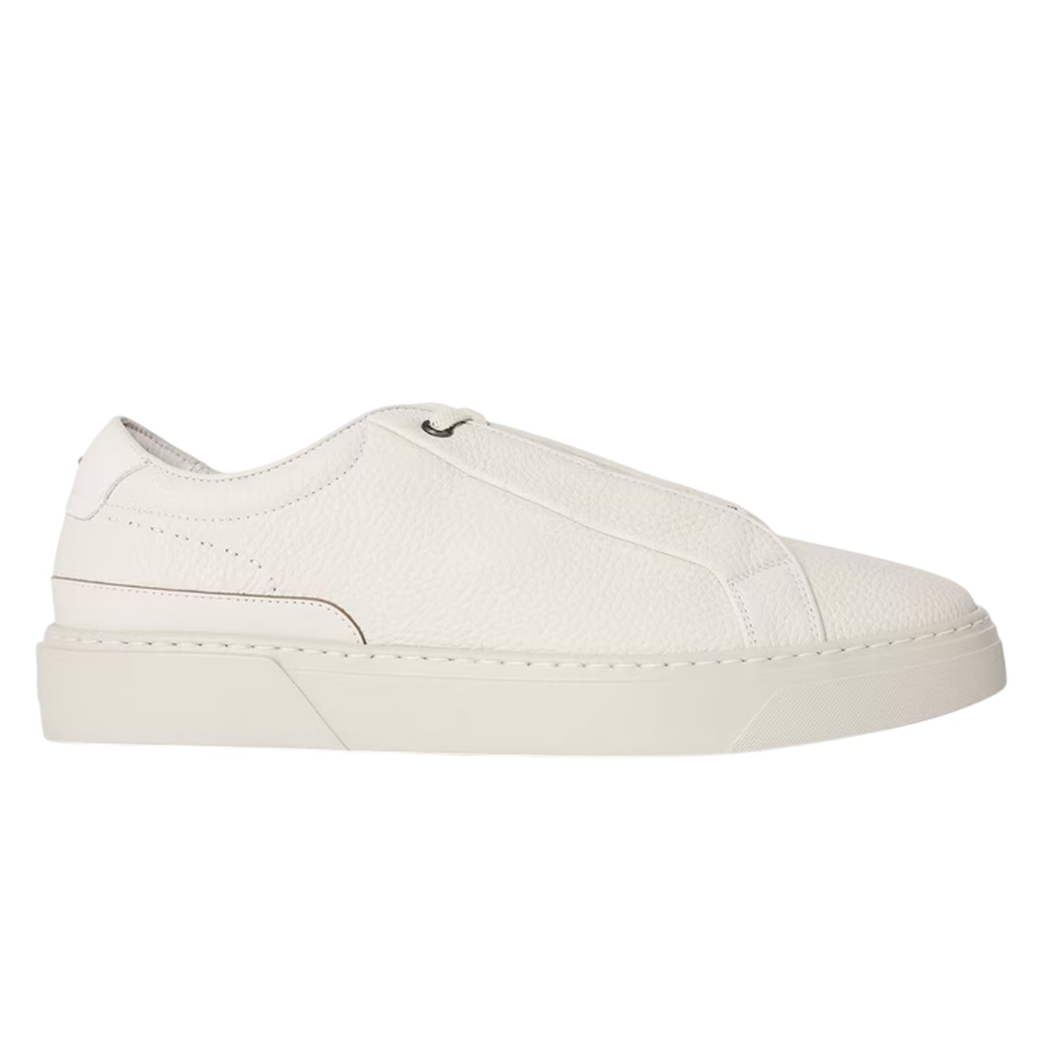 White - Front - Boss Mens Gary Leather Trainers