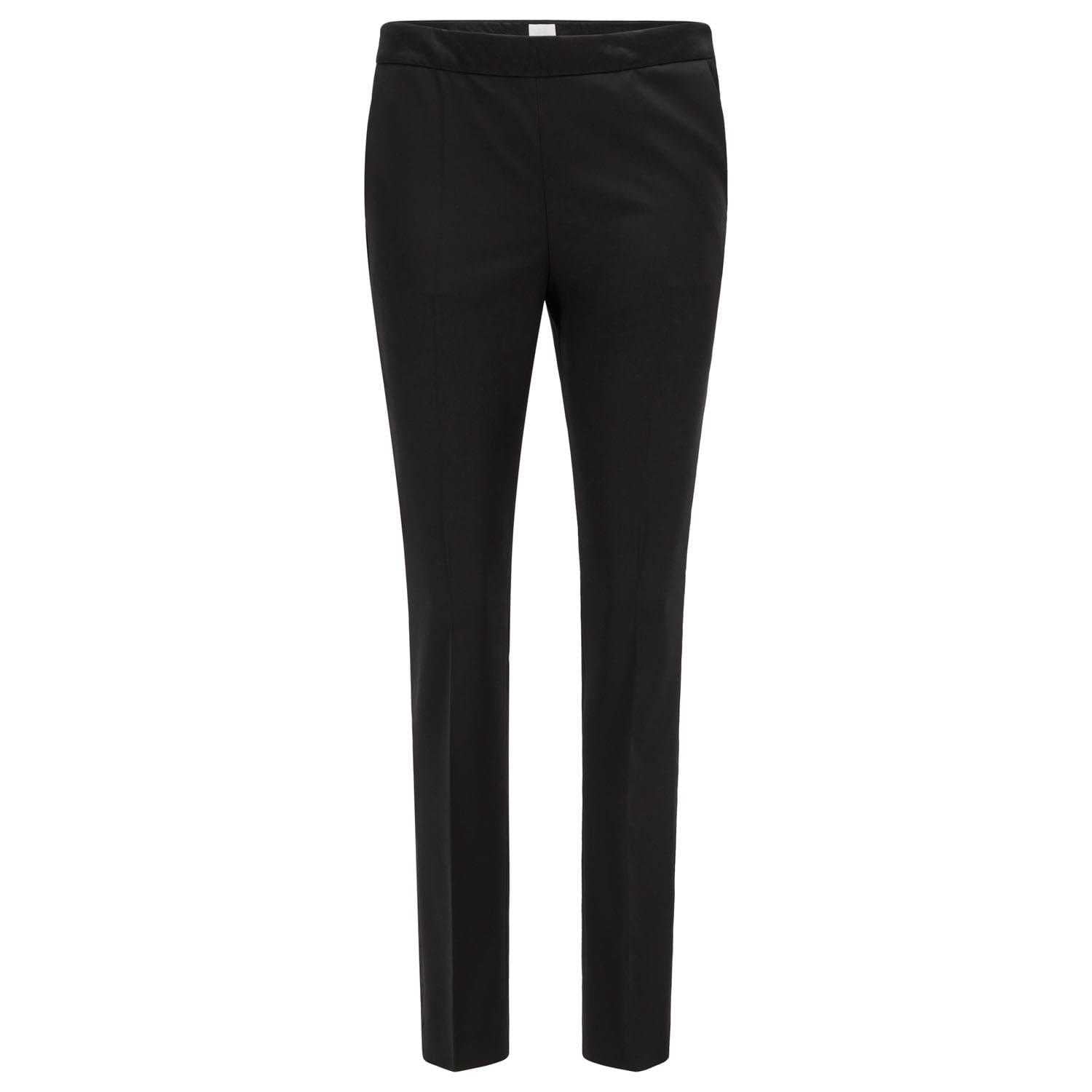 Black - Front - Boss Womens-Ladies Taxtiny Trousers