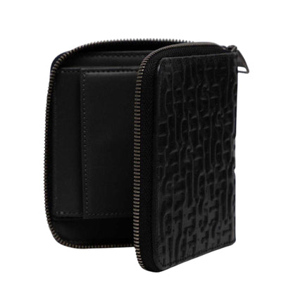 Black Ink - Side - Diesel Repeat Logo Leather Wallet