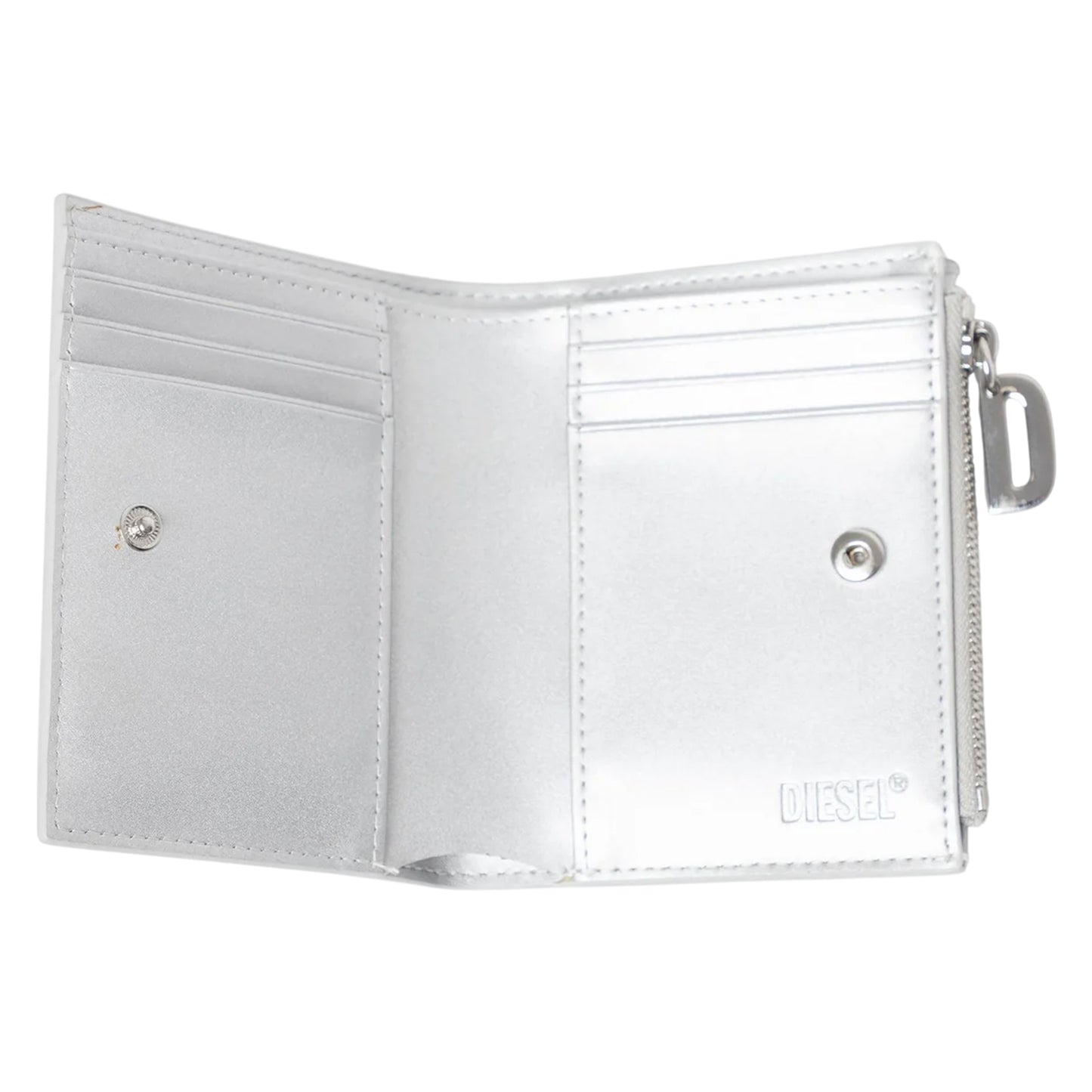 Silver - Back - Diesel Bi-Fold Leather Wallet