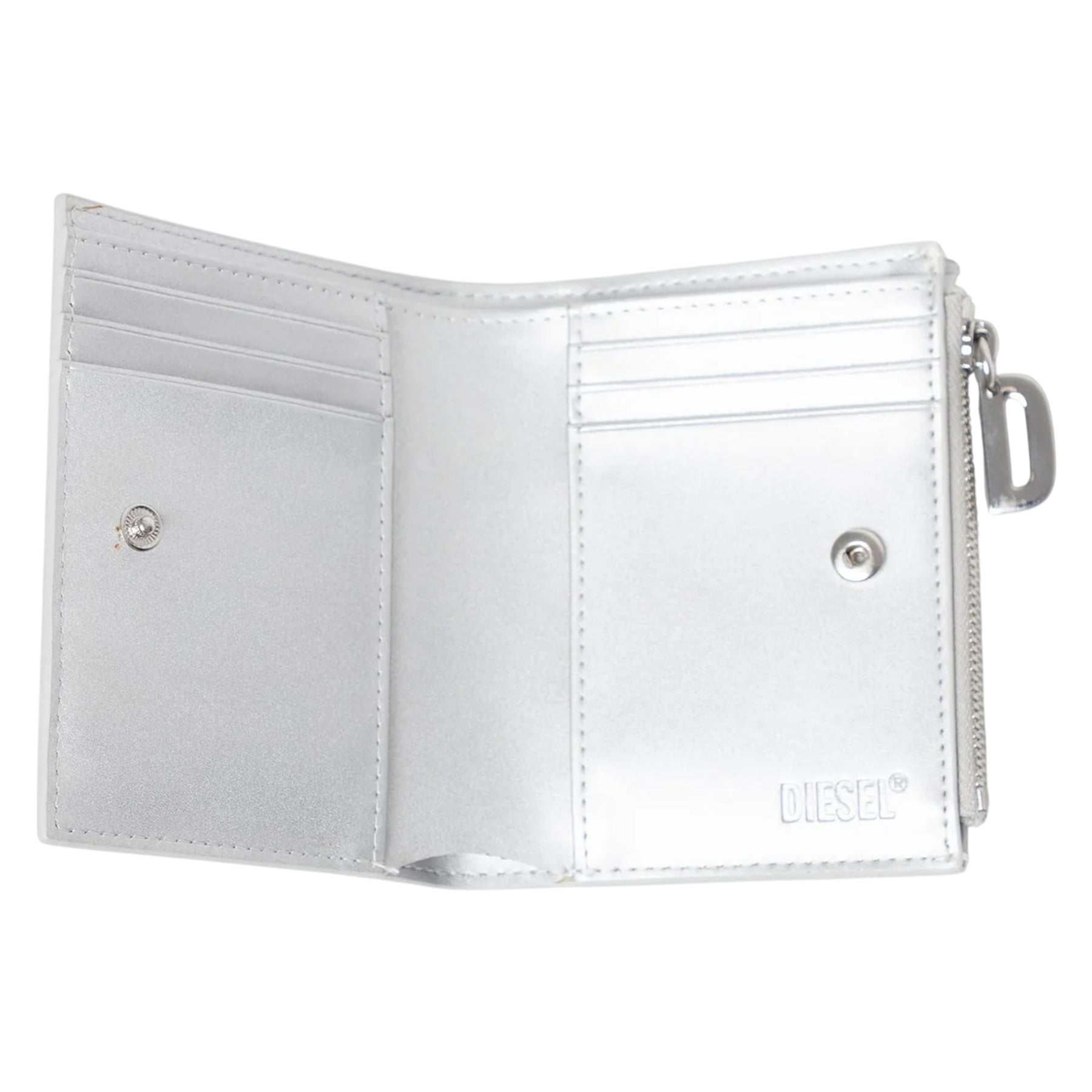Silver - Back - Diesel Bi-Fold Leather Wallet