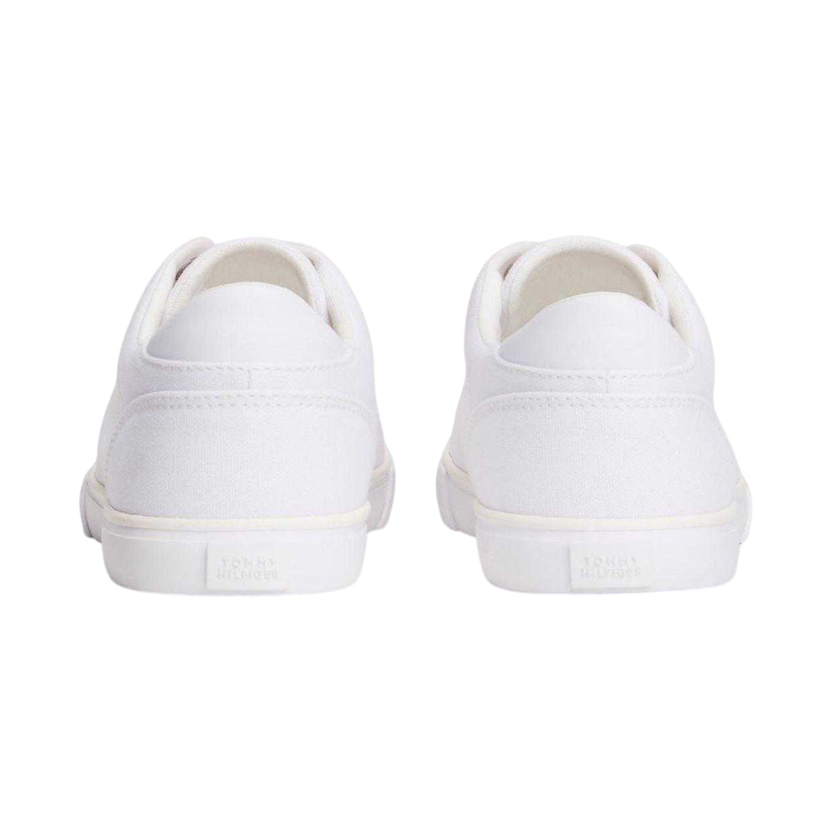White - Back - Tommy Hilfiger Womens-Ladies Flag Logo Canvas Flat Trainers