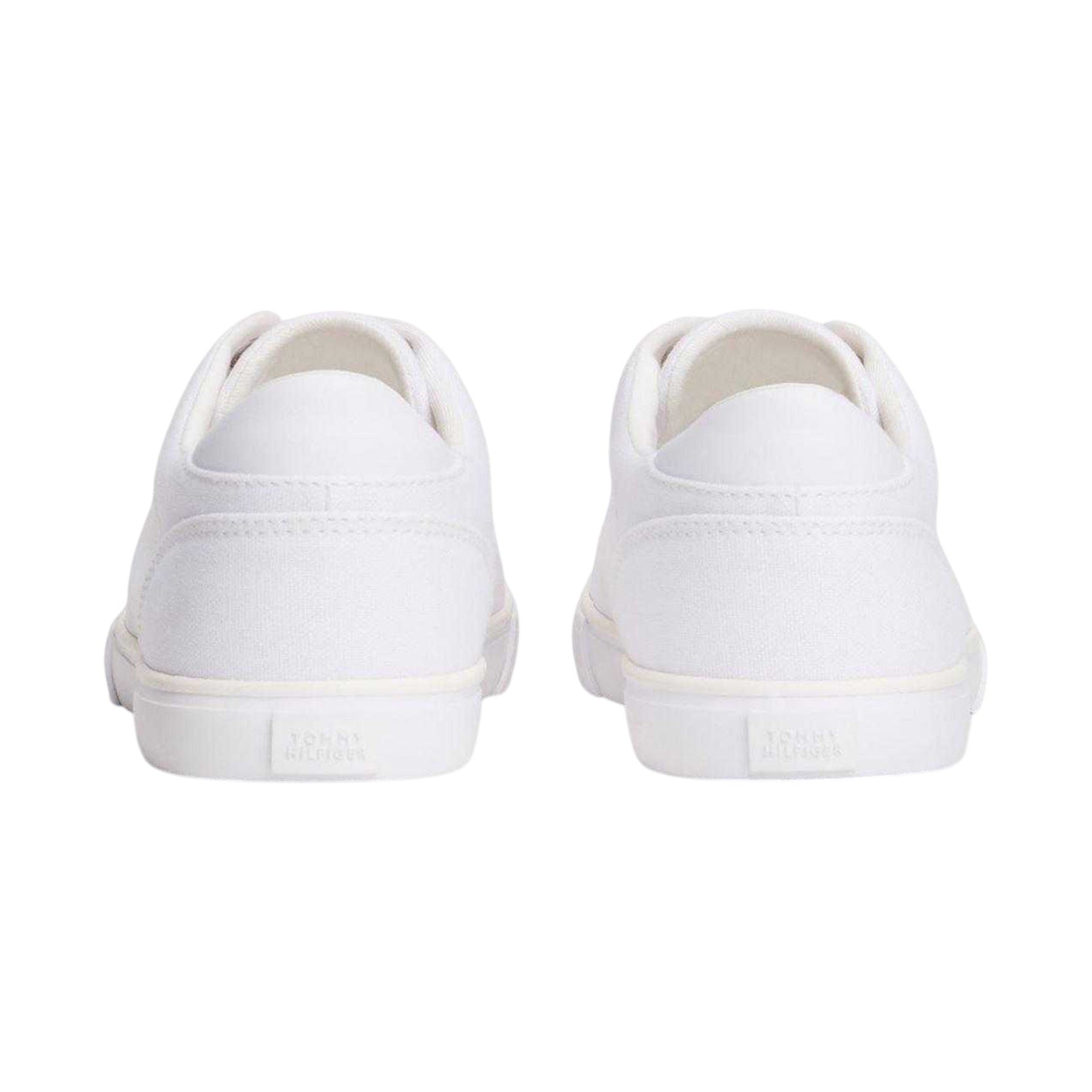 White - Back - Tommy Hilfiger Womens-Ladies Flag Logo Canvas Flat Trainers