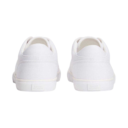 White - Back - Tommy Hilfiger Womens-Ladies Flag Logo Canvas Flat Trainers