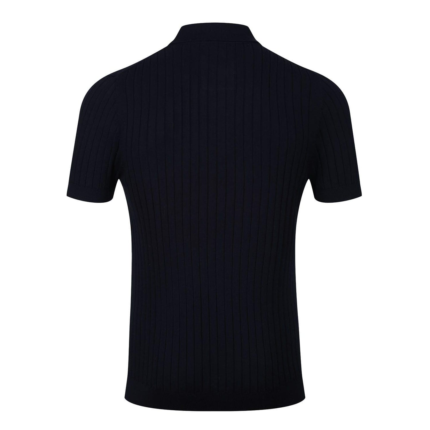 Navy - Back - Luke 1977 Mens Eyes Knitted Ribbed Polo Shirt