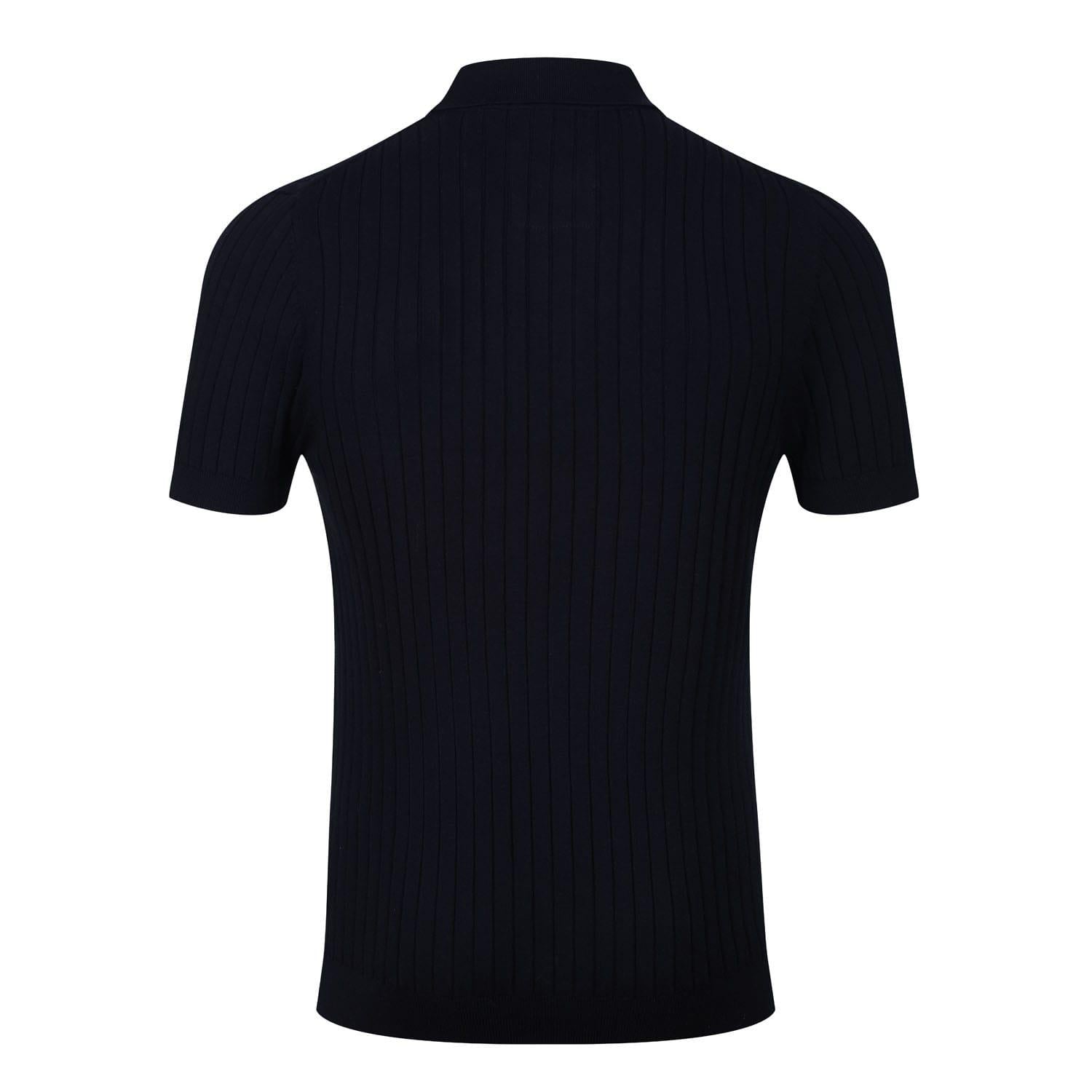 Navy - Back - Luke 1977 Mens Eyes Knitted Ribbed Polo Shirt