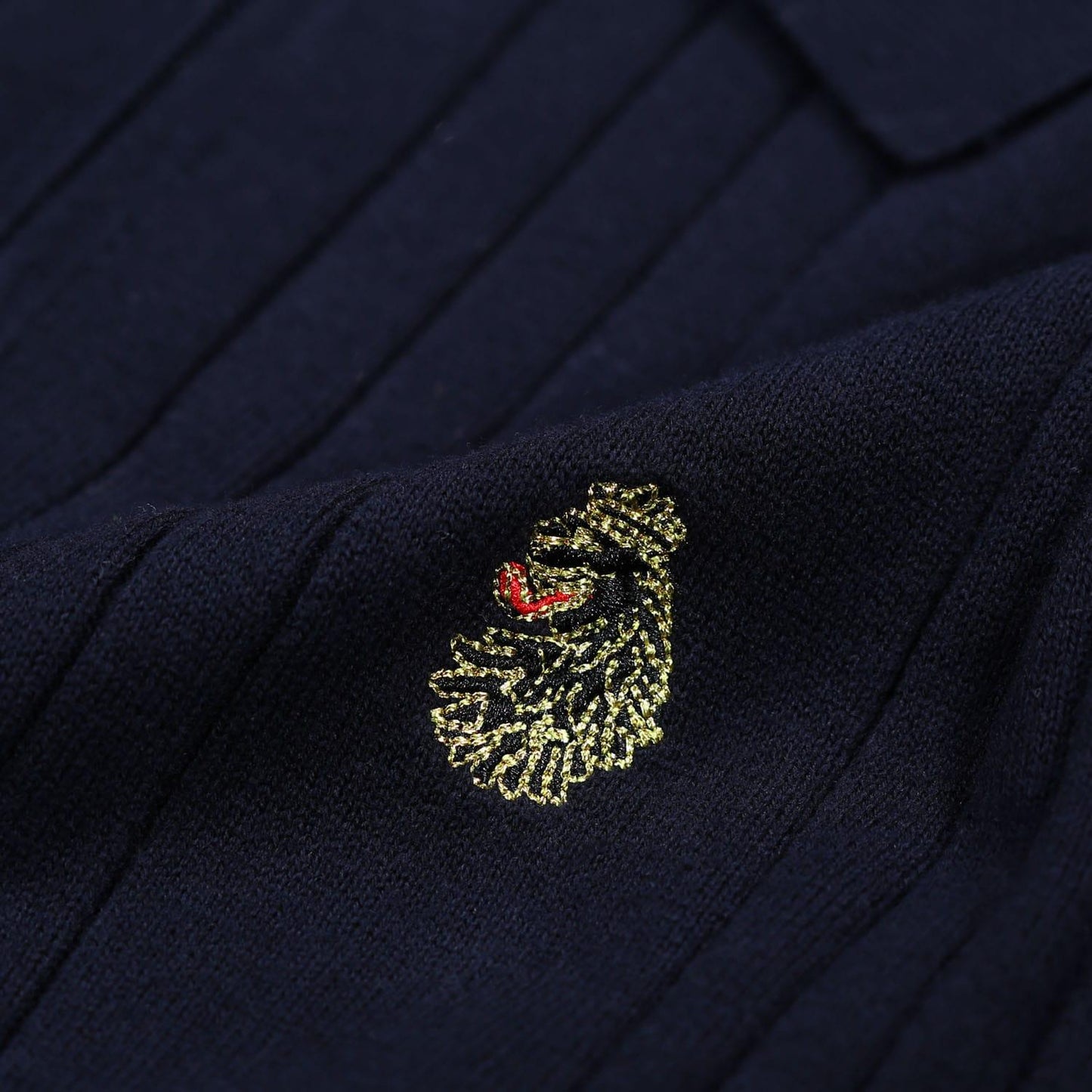 Navy - Side - Luke 1977 Mens Eyes Knitted Ribbed Polo Shirt