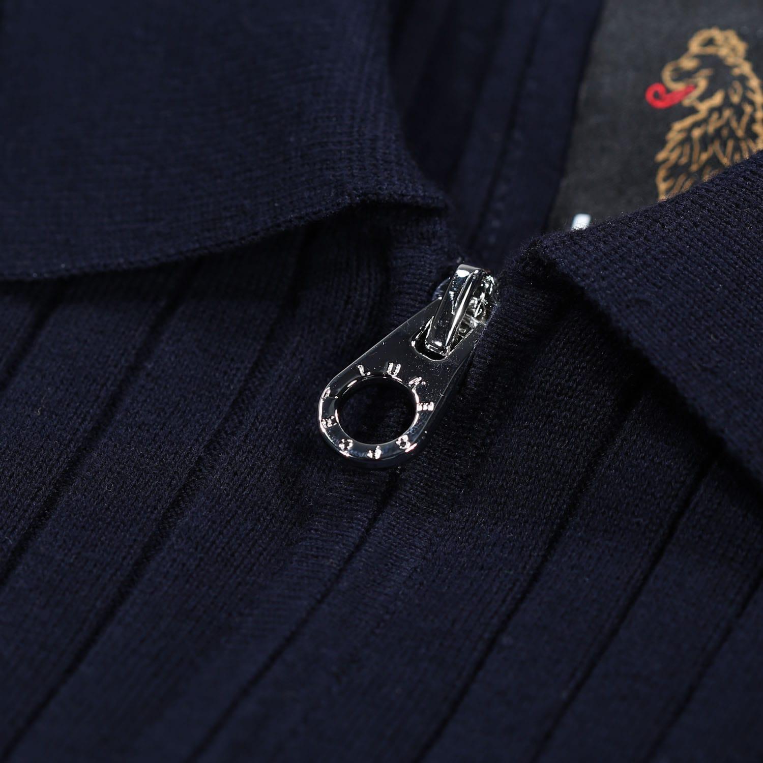 Navy - Lifestyle - Luke 1977 Mens Eyes Knitted Ribbed Polo Shirt