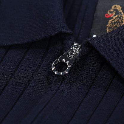 Navy - Lifestyle - Luke 1977 Mens Eyes Knitted Ribbed Polo Shirt