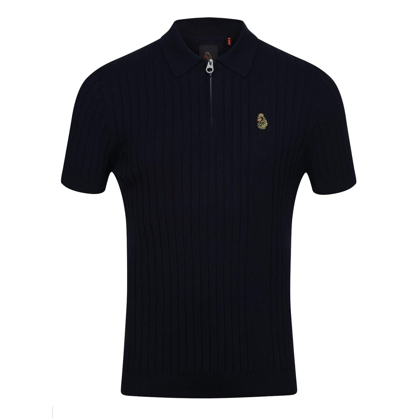 Navy - Front - Luke 1977 Mens Eyes Knitted Ribbed Polo Shirt