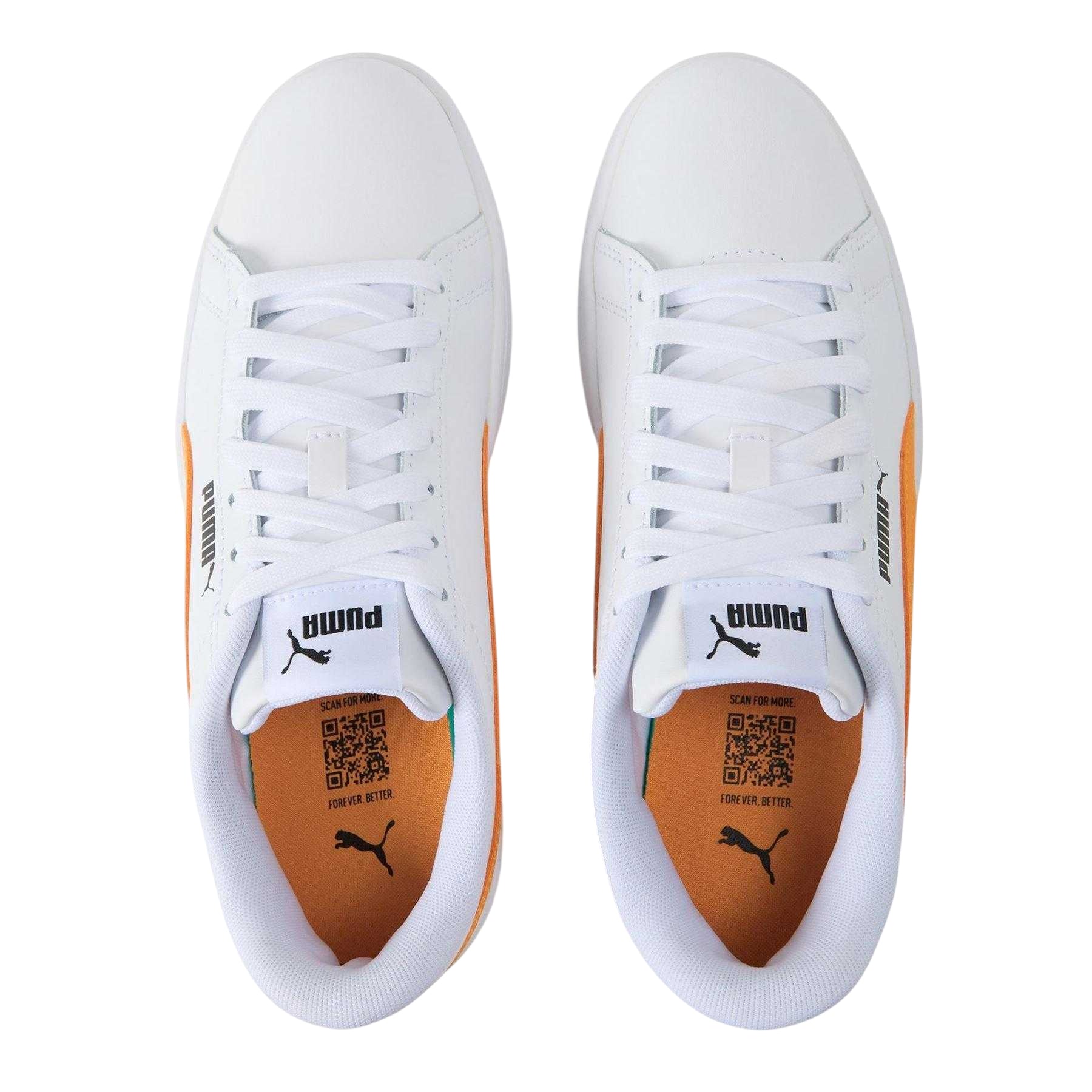 White - Side - Puma Childrens-Kids Smash 3.0 Flat Trainers