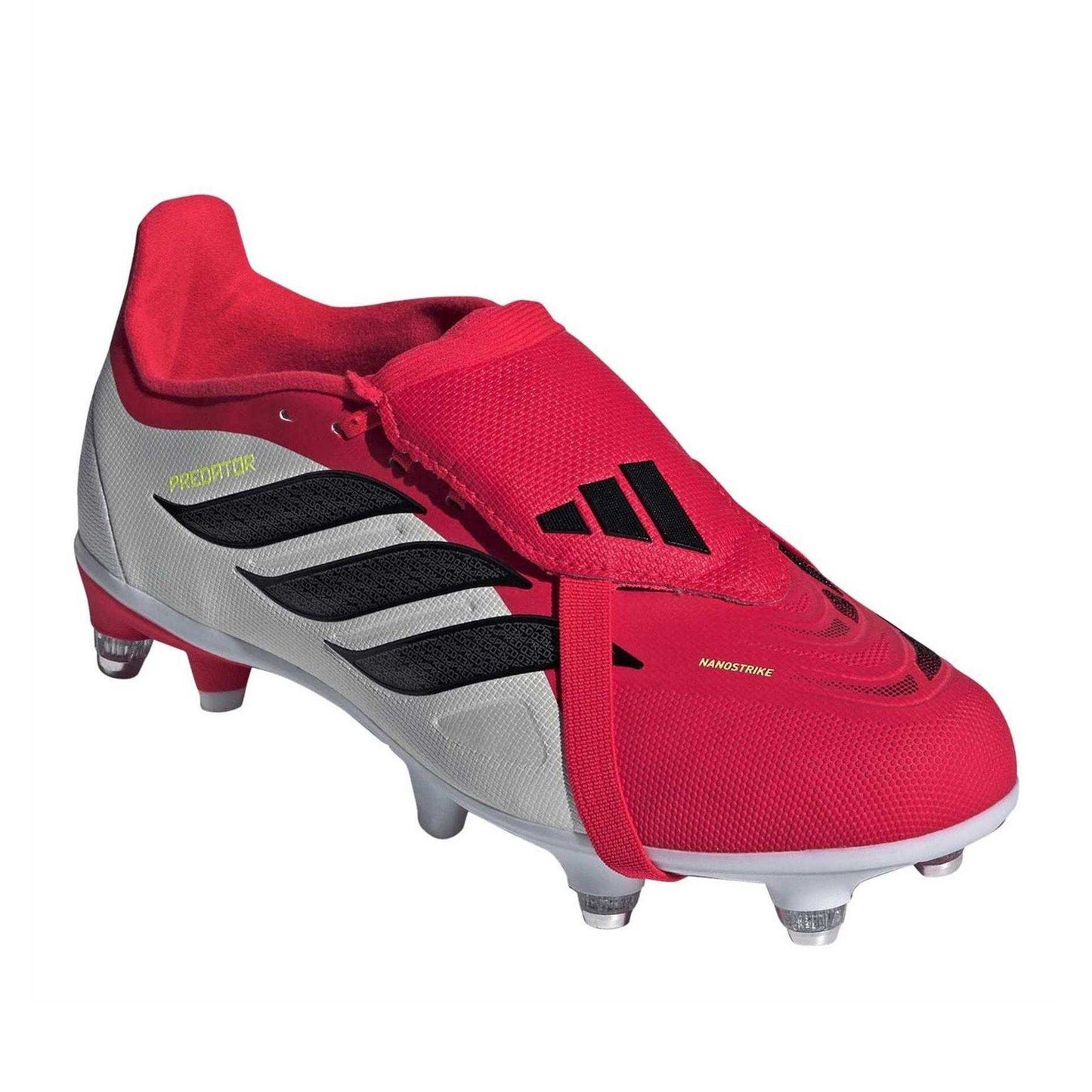 Lucid Red-Core Black - Pack Shot - Predator Childrens-Kids Predator League Soft Ground Football Boots