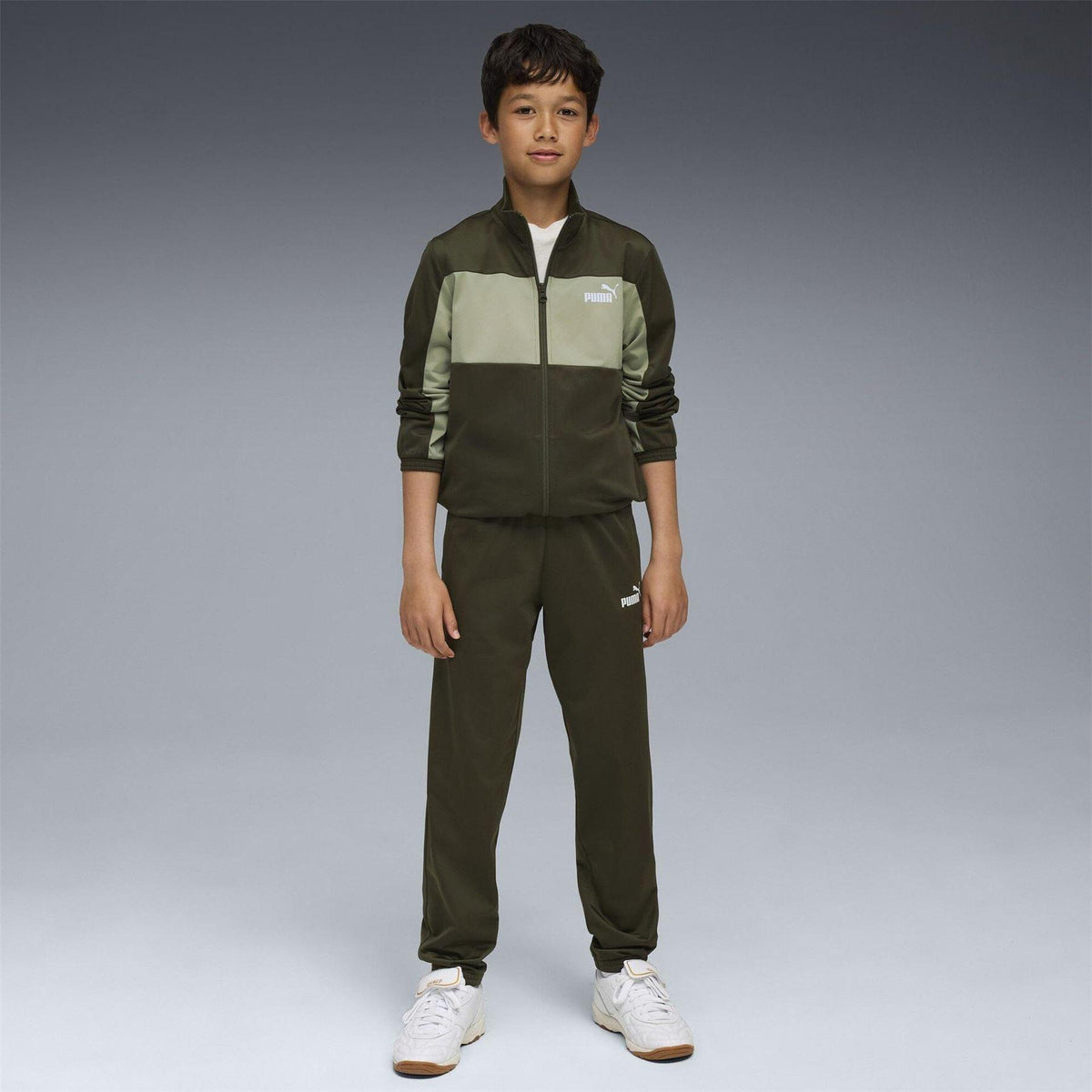 Dark Olive - Side - Puma Childrens-Kids Colour Block Tracksuit Top