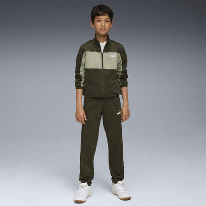 Dark Olive - Side - Puma Childrens-Kids Colour Block Tracksuit Top