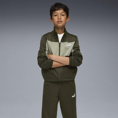 Dark Olive - Pack Shot - Puma Childrens-Kids Colour Block Tracksuit Top
