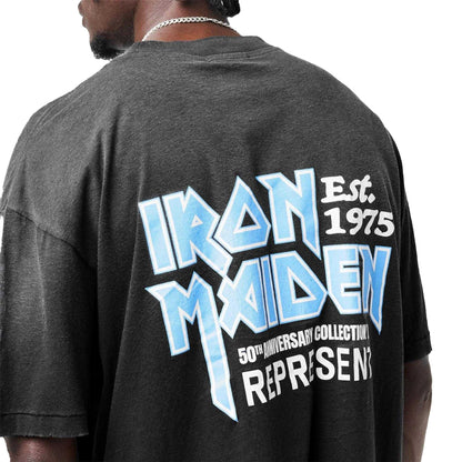 Black - Side - Represent Mens Iron Maiden Oversized T-Shirt