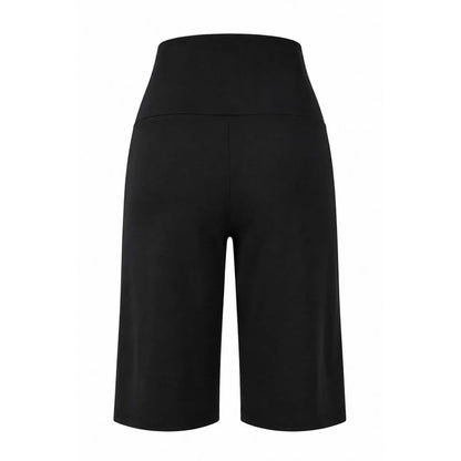 Black - Back - Miso Womens-Ladies Flared Capri Trousers
