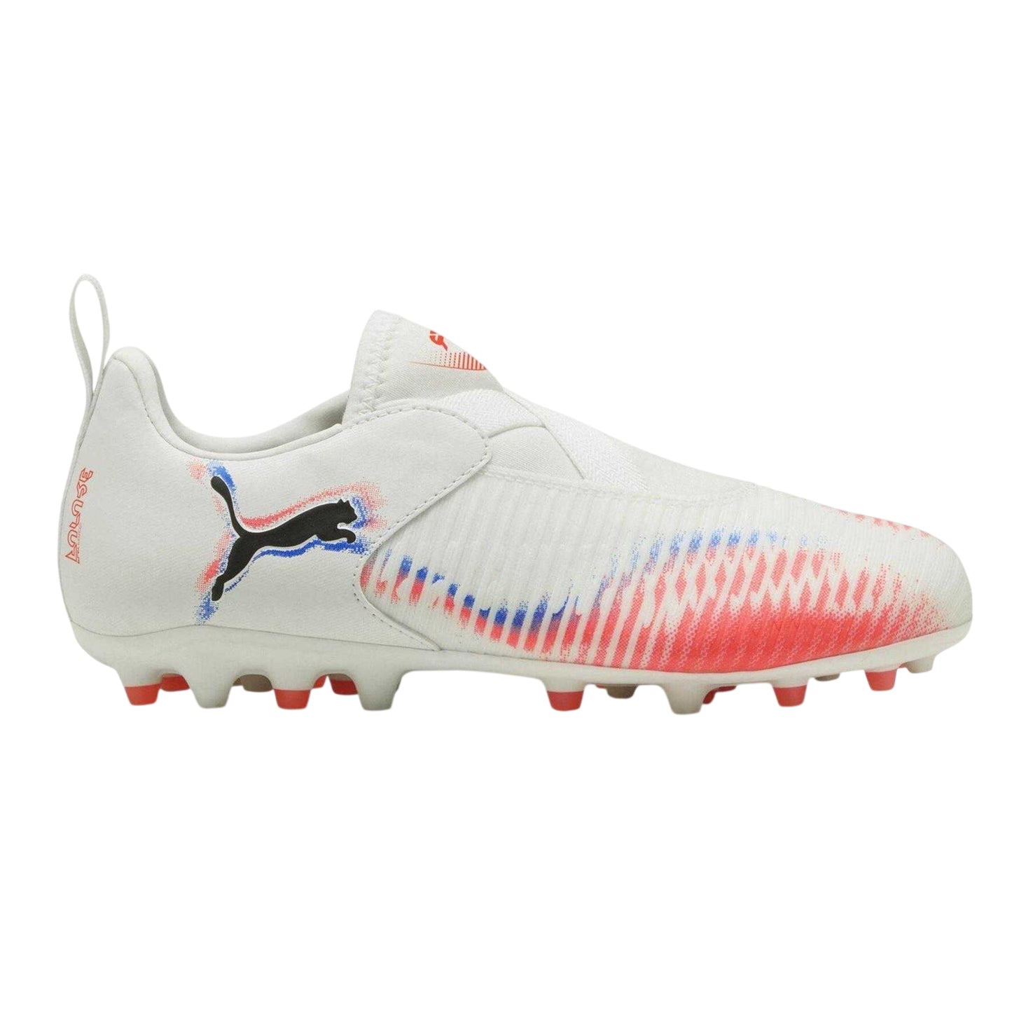 White-Black-Glowing Red - Front - Puma Childrens-Kids Future 8 Match Firm Ground Football Boots