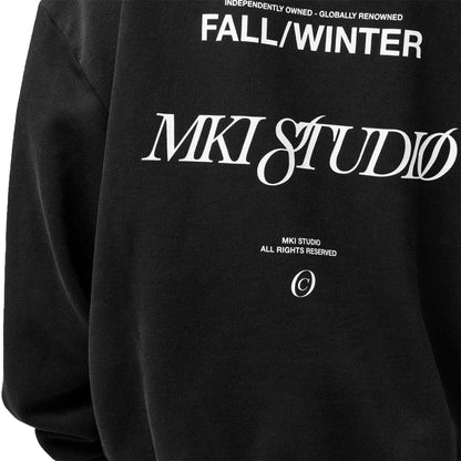 Black - Side - MKI MIYUKI ZOKU Mens Back Print Logo Hoodie
