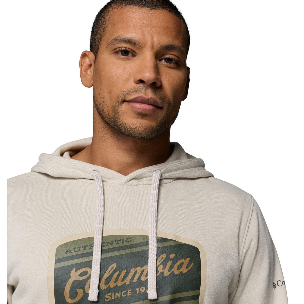 Beige - Side - Columbia Mens Trek Graphic Hoodie