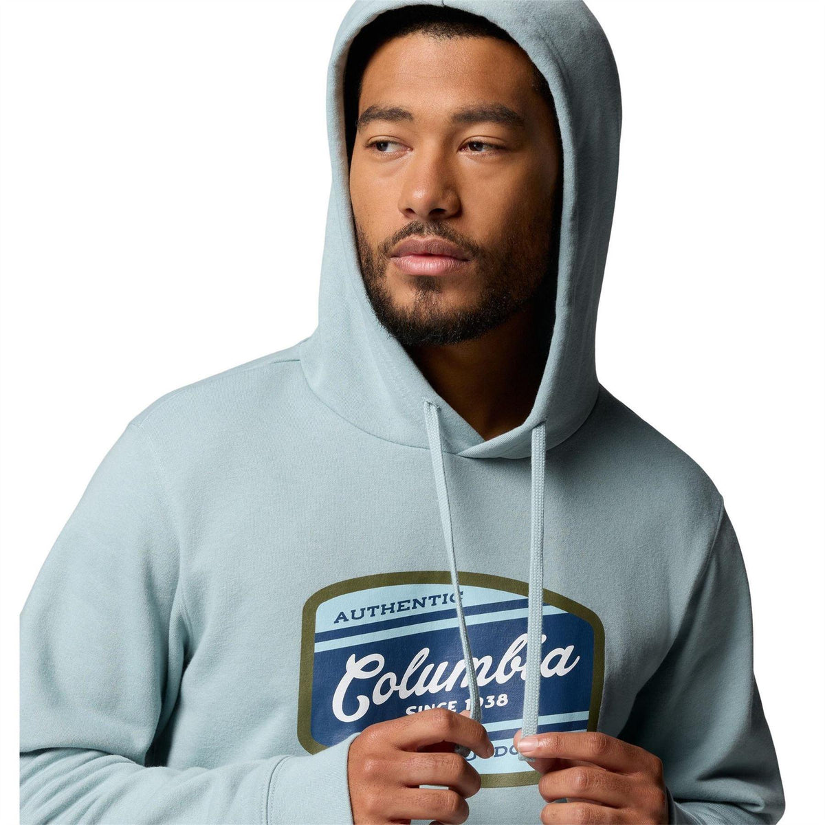 Blue - Side - Columbia Mens Trek Graphic Hoodie