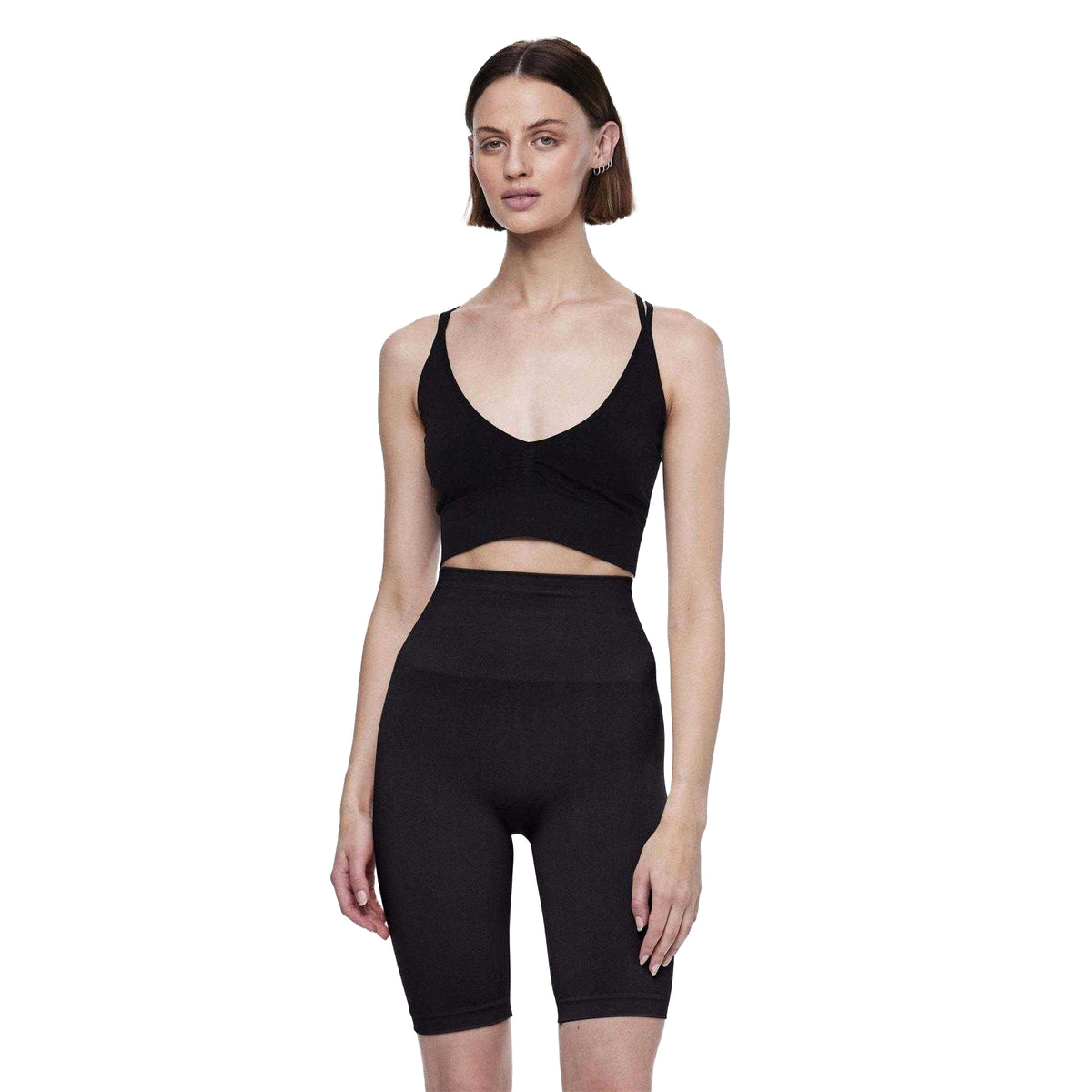 Black - Pack Shot - Pieces Womens-Ladies Imagine Seamless High Waist Cycling Shorts
