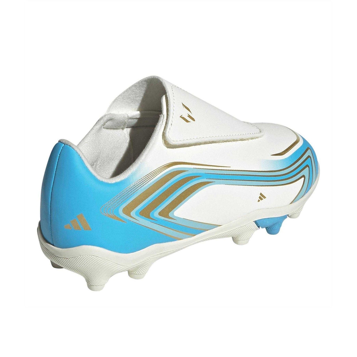 Cream-Blue-Gold - Back - Adidas Childrens-Kids F50 Laceless Firm Ground Football Boots