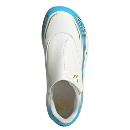 Cream-Blue-Gold - Lifestyle - Adidas Childrens-Kids F50 Laceless Firm Ground Football Boots