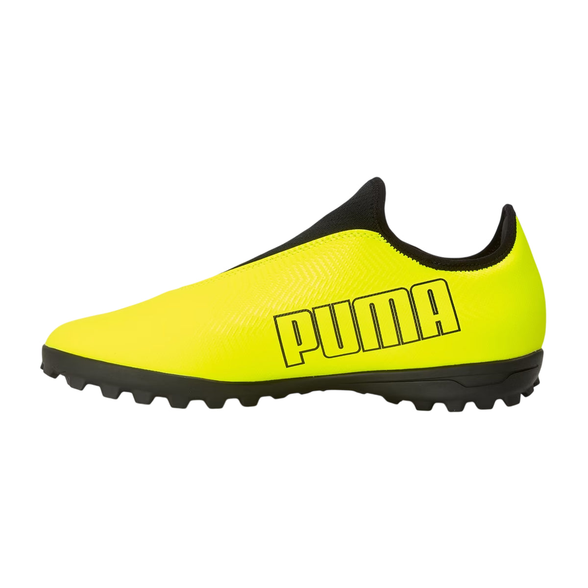 Yellow-Black - Back - Puma Childrens-Kids Finesse Leather Astro Turf Trainers