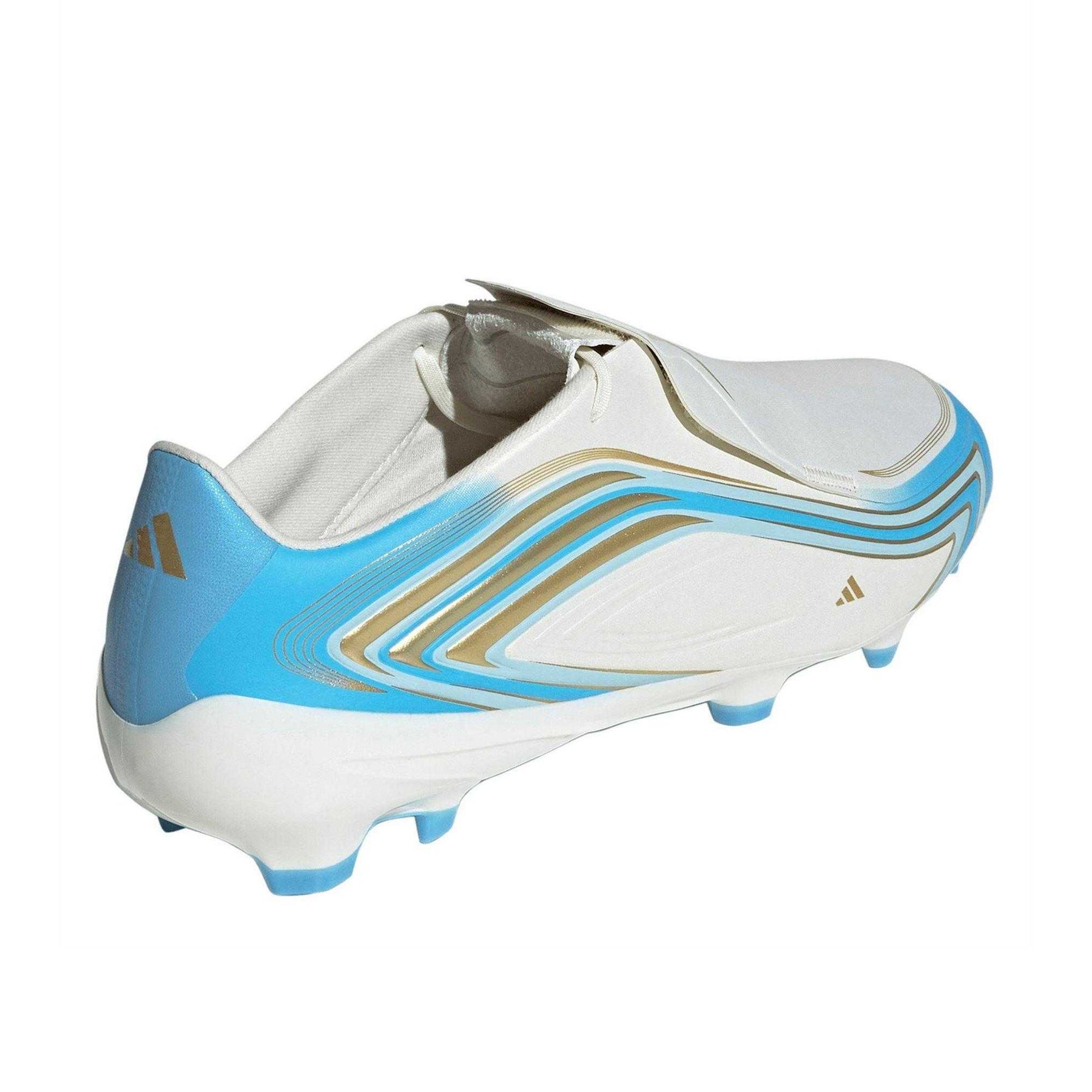 Cream-Blue-Gold - Back - Adidas Mens F50 League Wave Pattern Firm Ground Football Boots
