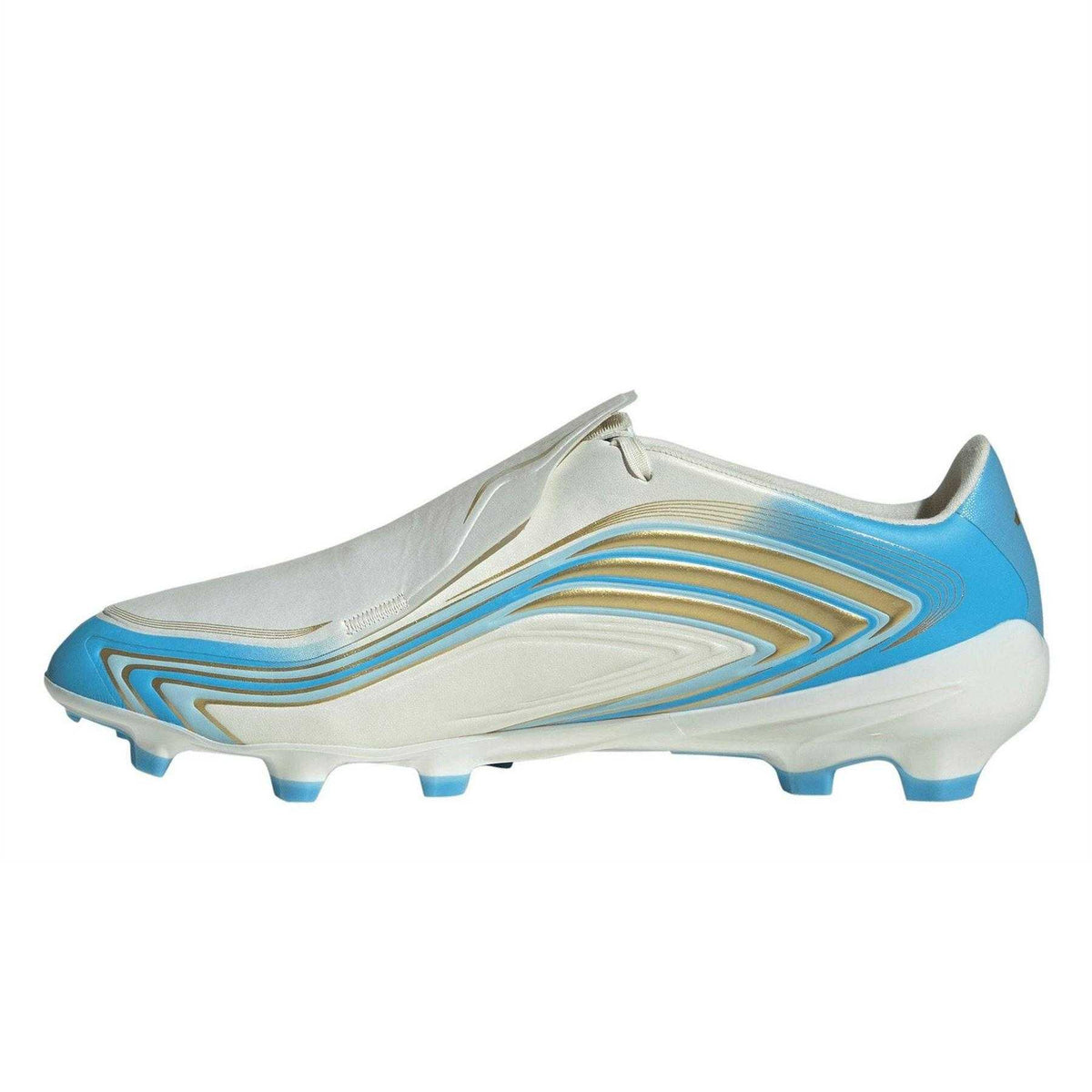 Cream-Blue-Gold - Side - Adidas Mens F50 League Wave Pattern Firm Ground Football Boots