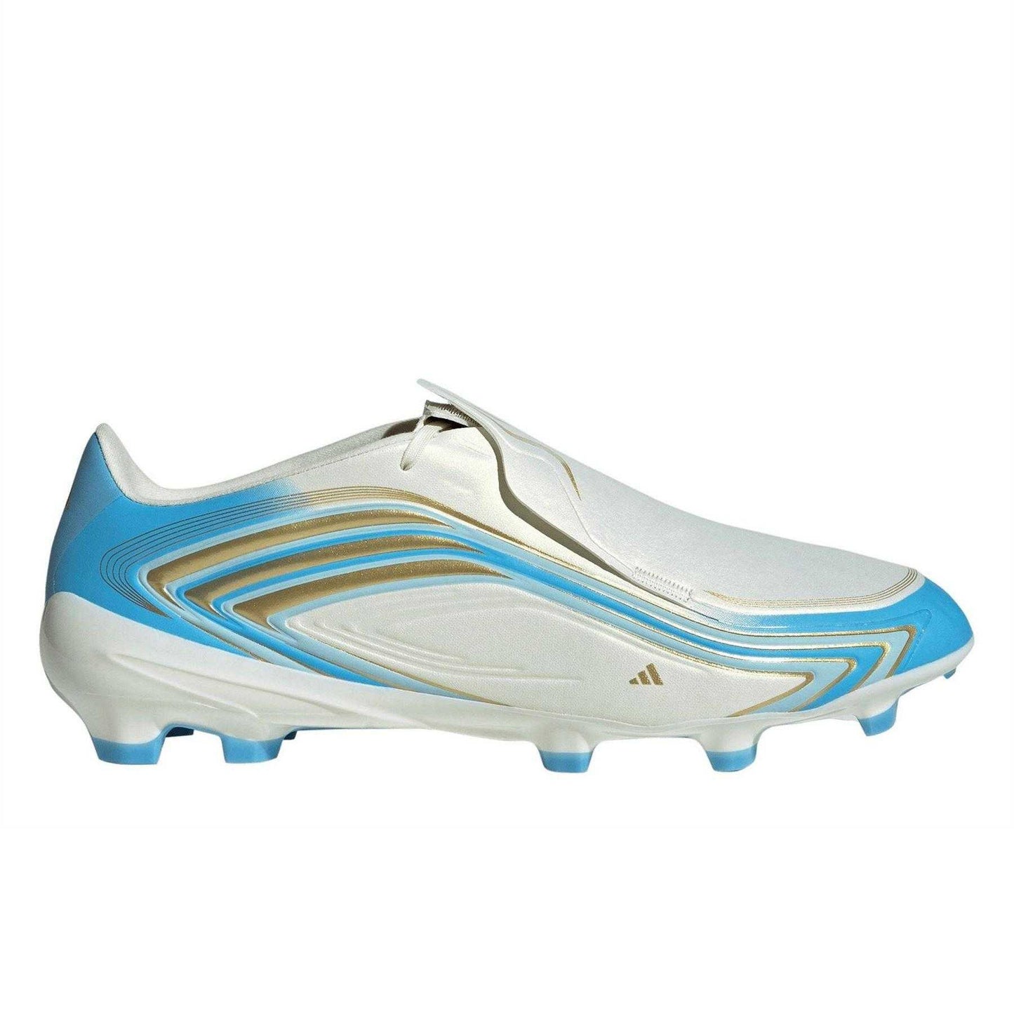 Cream-Blue-Gold - Front - Adidas Mens F50 League Wave Pattern Firm Ground Football Boots