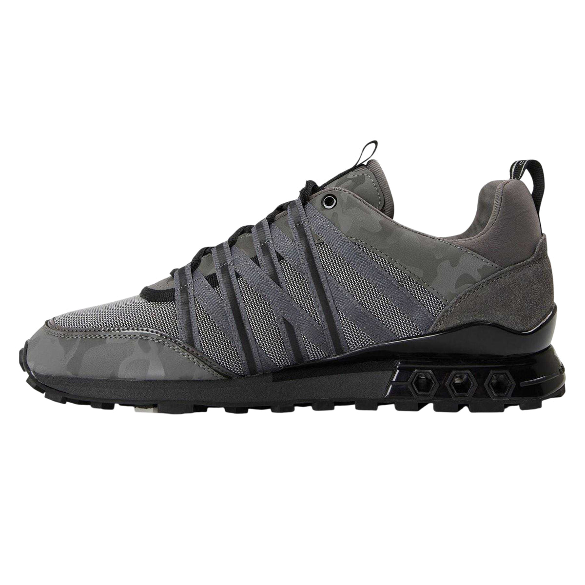 Grey-Black - Back - Cruyff Mens Fearia Hex-Tech Trainers