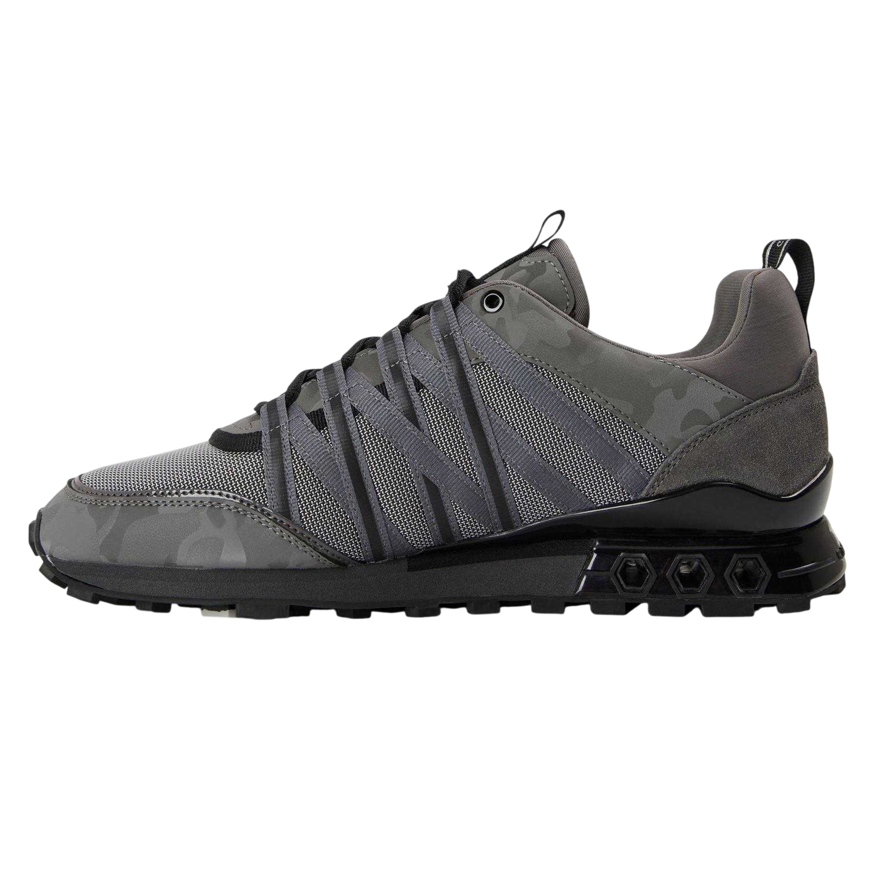 Grey-Black - Back - Cruyff Mens Fearia Hex-Tech Trainers
