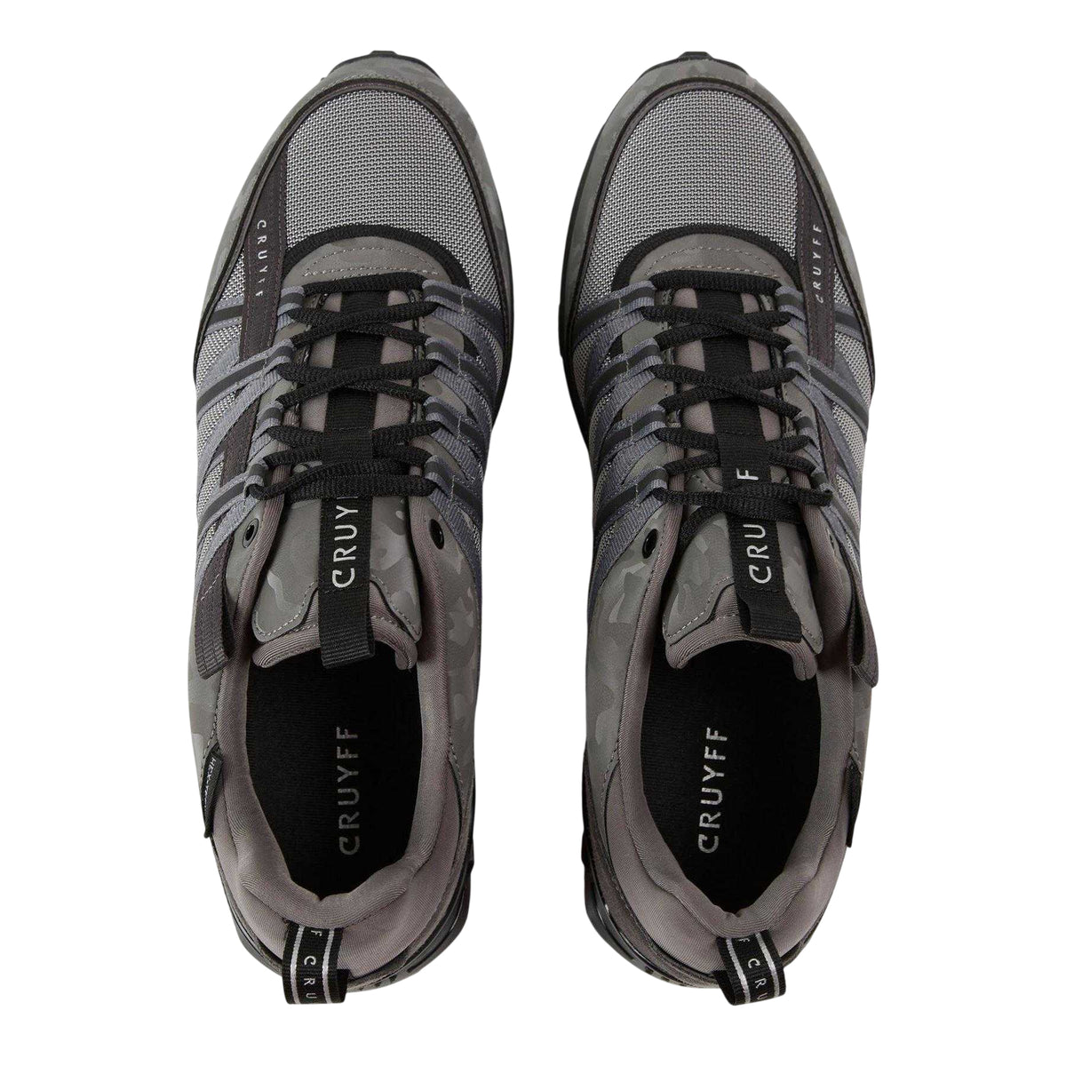 Grey-Black - Side - Cruyff Mens Fearia Hex-Tech Trainers