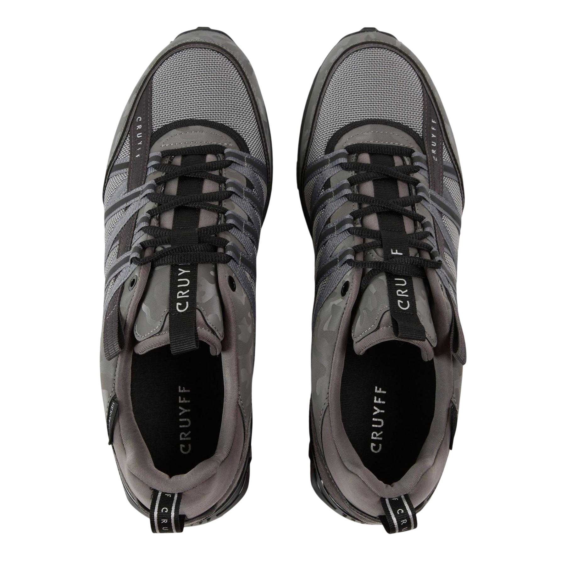 Grey-Black - Side - Cruyff Mens Fearia Hex-Tech Trainers