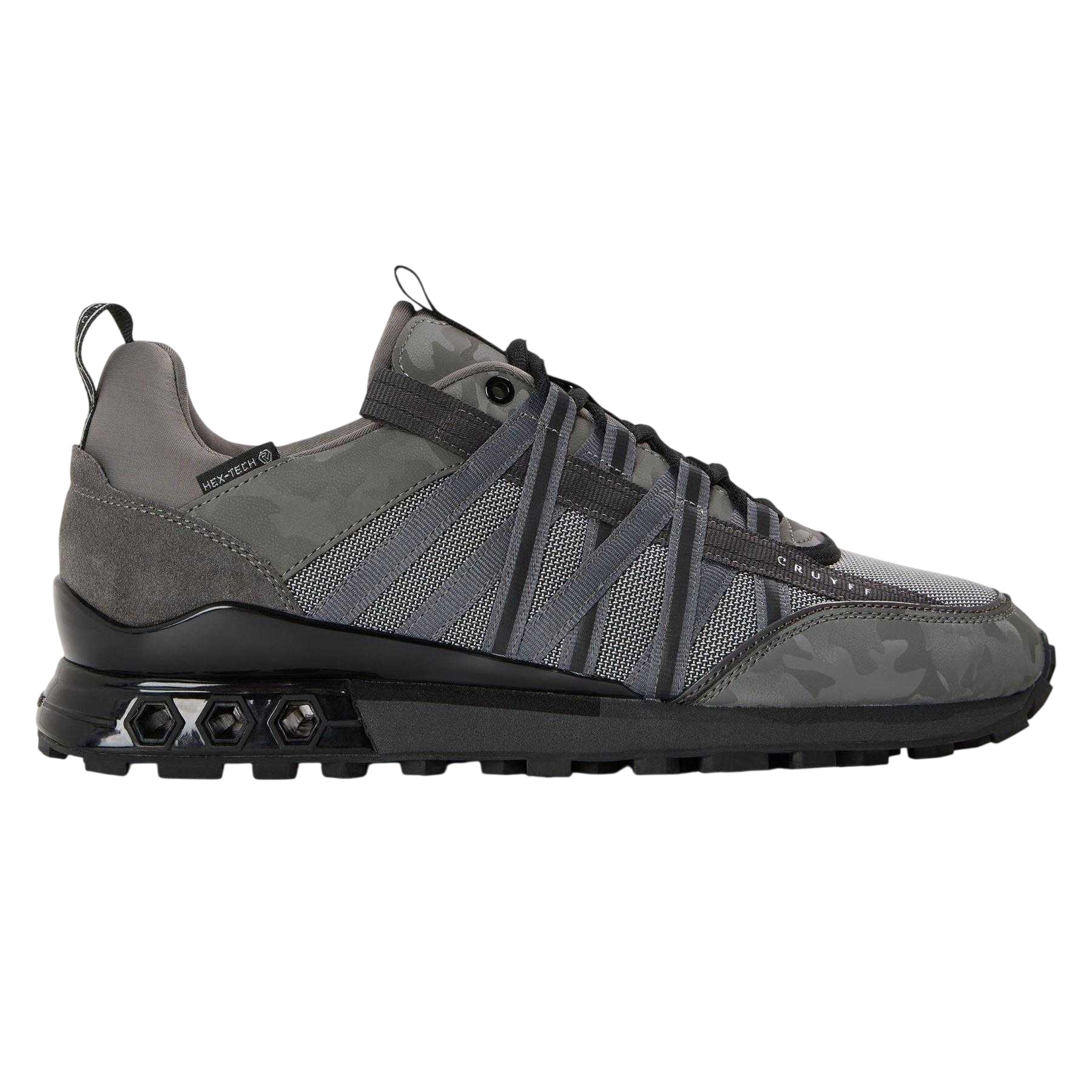 Grey-Black - Front - Cruyff Mens Fearia Hex-Tech Trainers