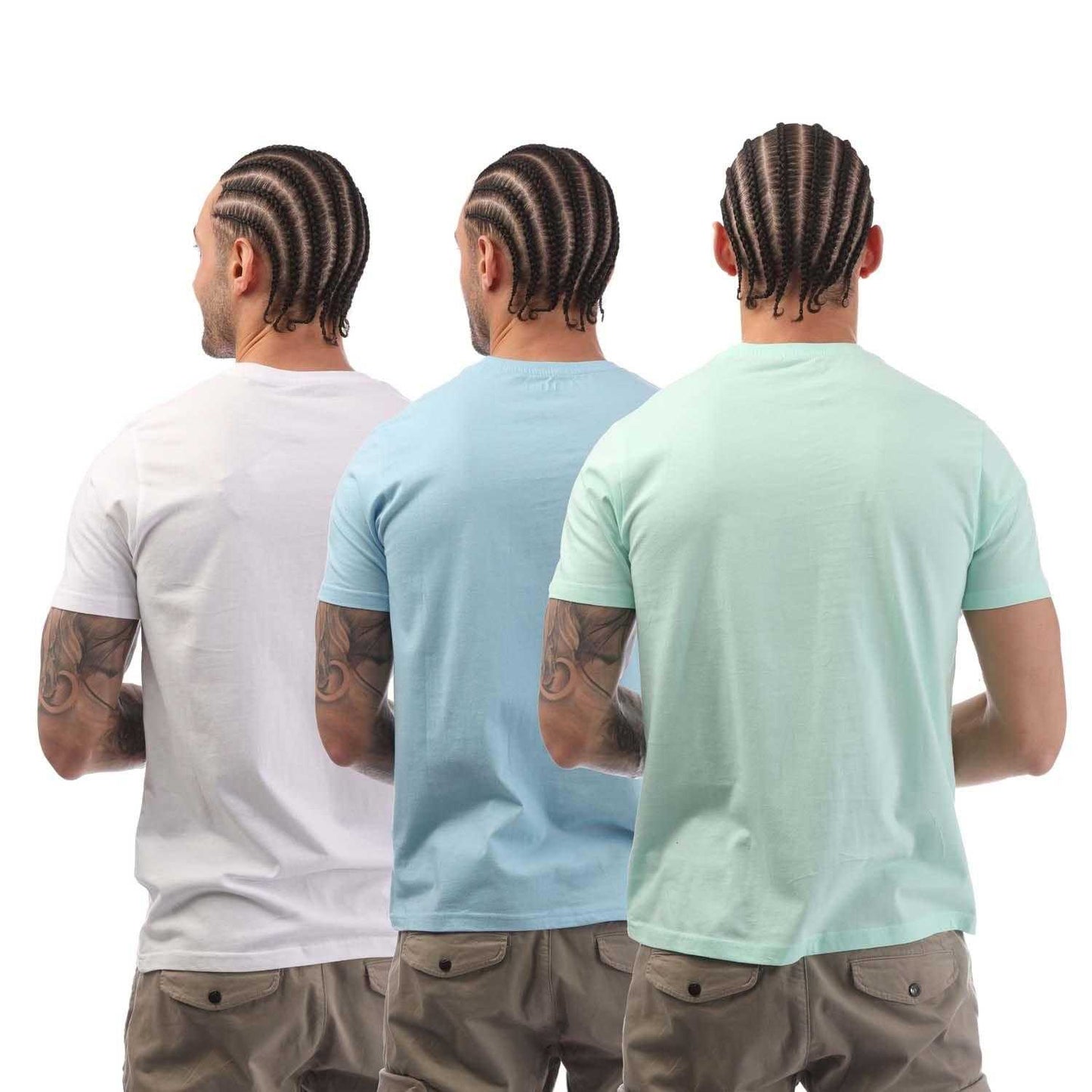 White-Blue-Green - Back - Bench Mens Stanille Logo T-Shirt (Pack of 3)