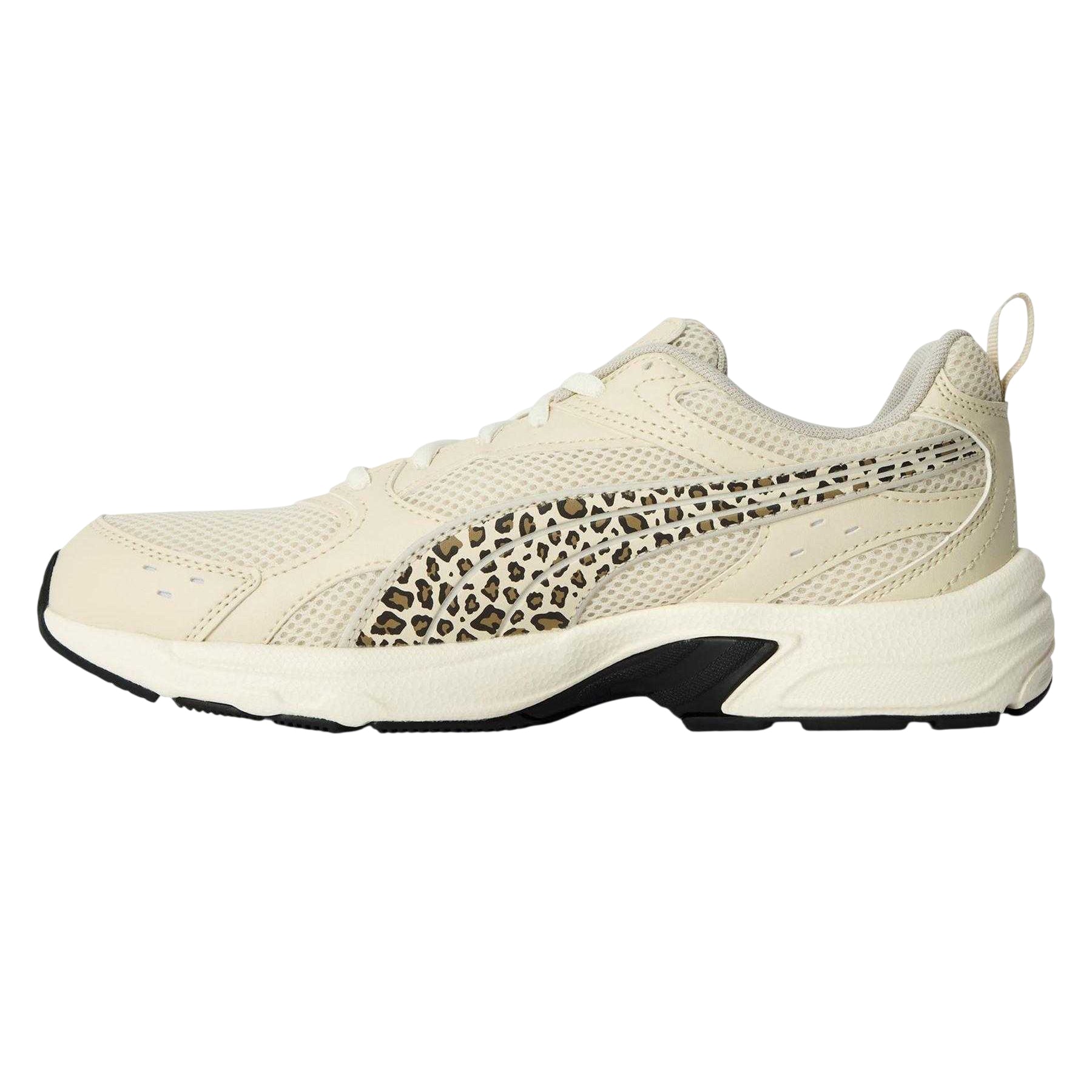 Off White - Back - Puma Womens-Ladies Milenio Leopard Print Trainers
